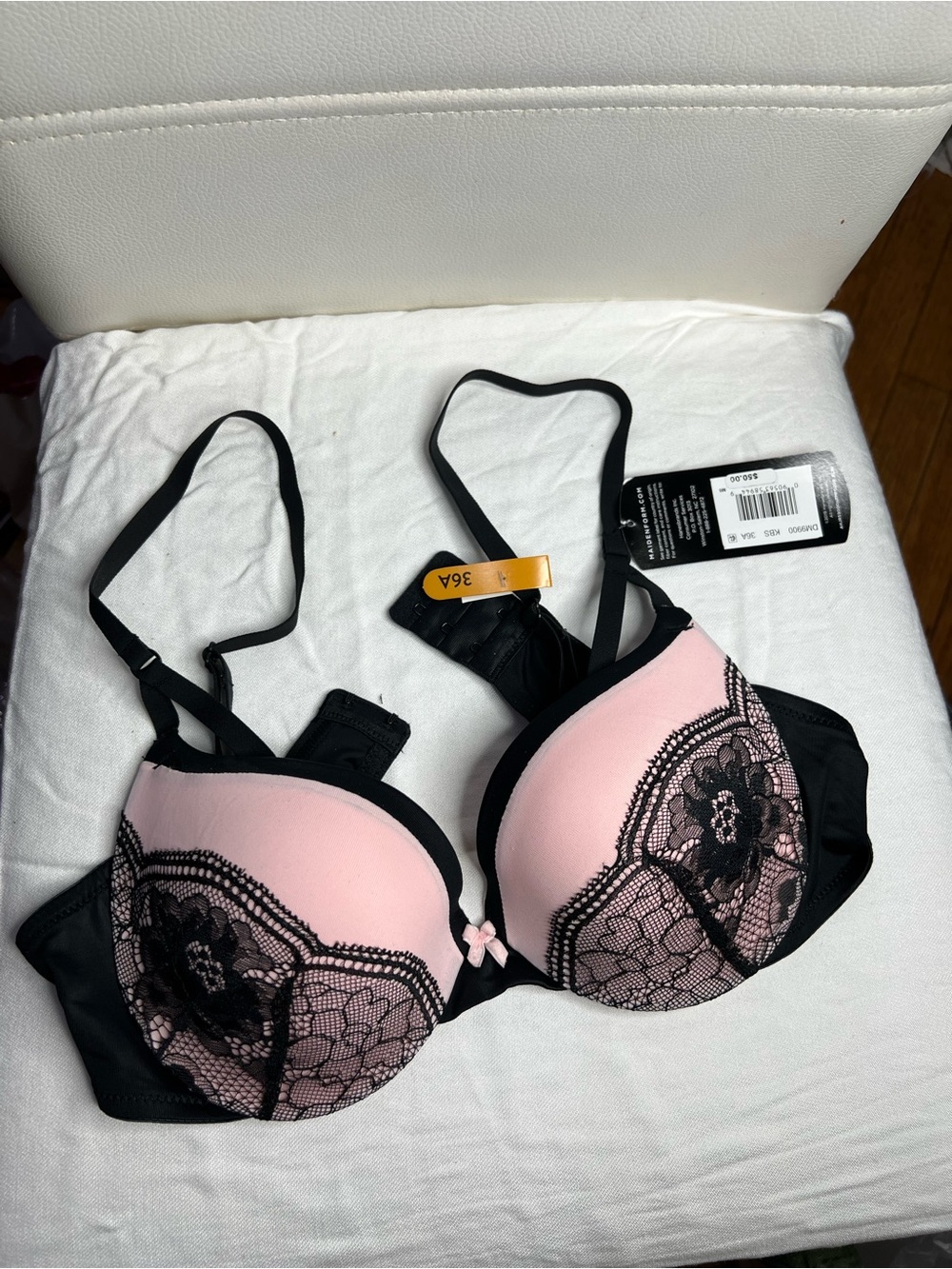 Maidenform Pink and Black Lace Push-Up Bra - Picture 2 of 6